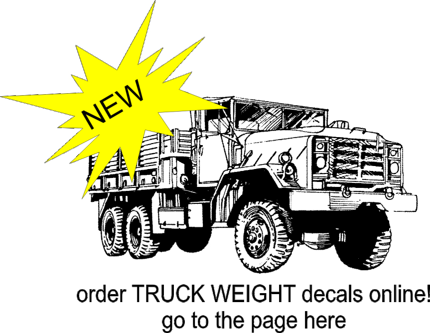 order TRUCK WEIGHT DECALS for GVW and TARE
